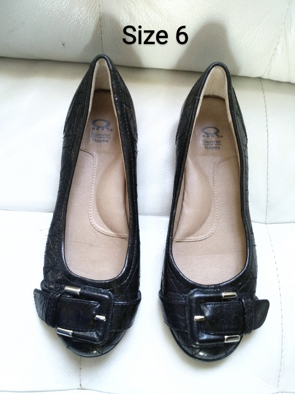 Denver Hayes Black Buckle Ballet Flats